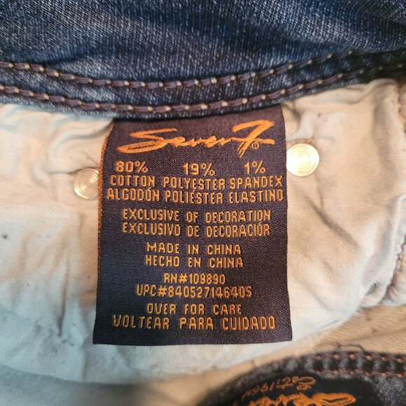 Seven7 Jean Shorts Size 4 Low Rise Thick Stitch Medium Light Wash Stretch - Picture 4 of 10